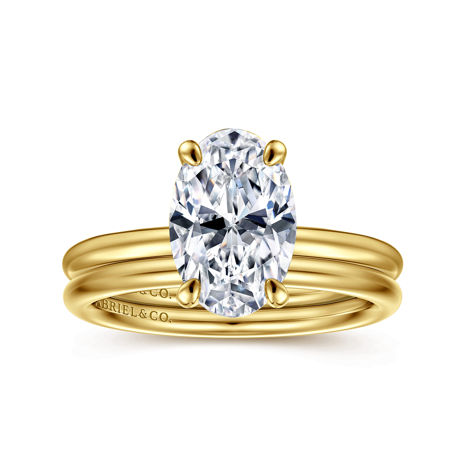 Tiana - 14K Yellow Gold Oval Solitaire Diamond Engagement Ring - Shot 4