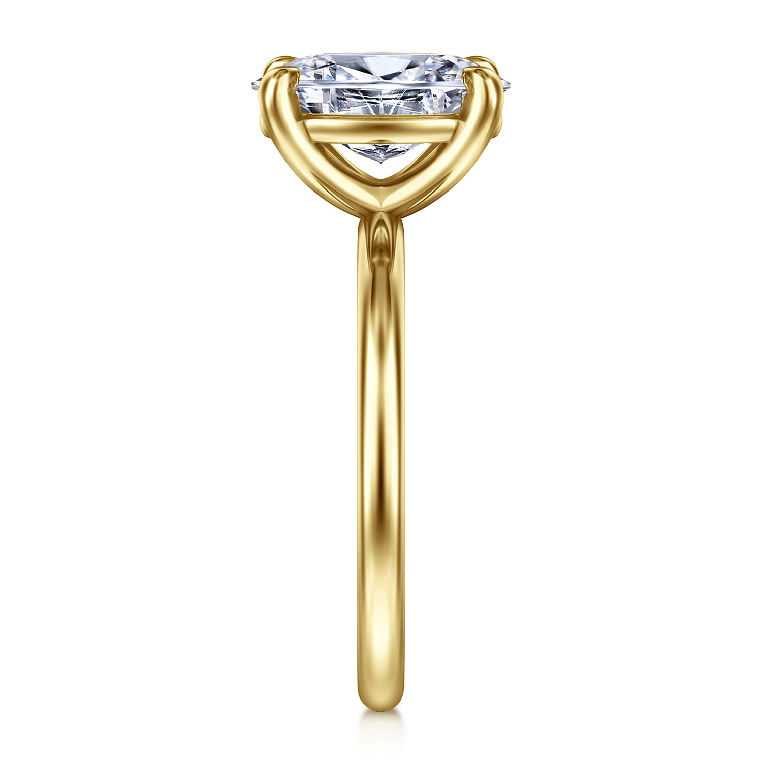 Tiana - 14K Yellow Gold Oval Solitaire Diamond Engagement Ring - Shot 4