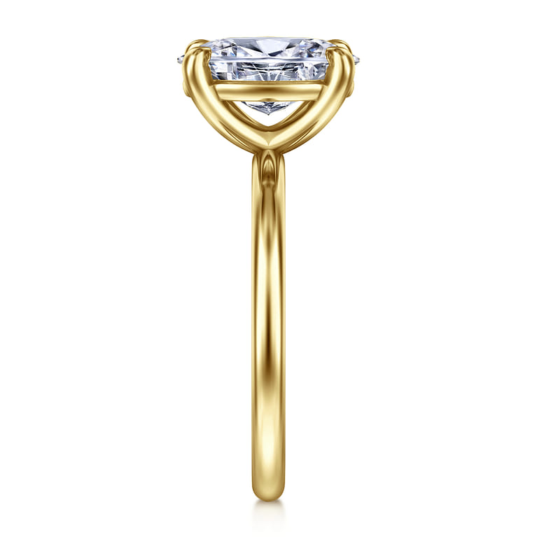 Tiana - 14K Yellow Gold Oval Solitaire Diamond Engagement Ring - Shot 5