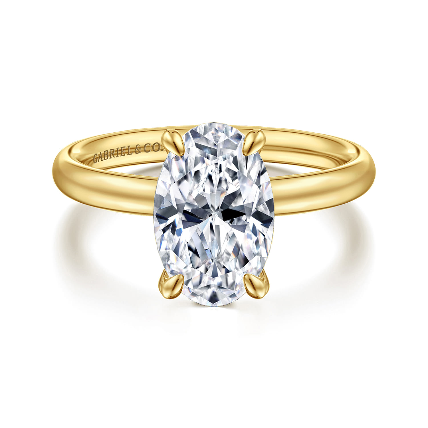 Unite - 14K Yellow Gold Oval Solitaire Diamond Engagement Ring - Shot 1