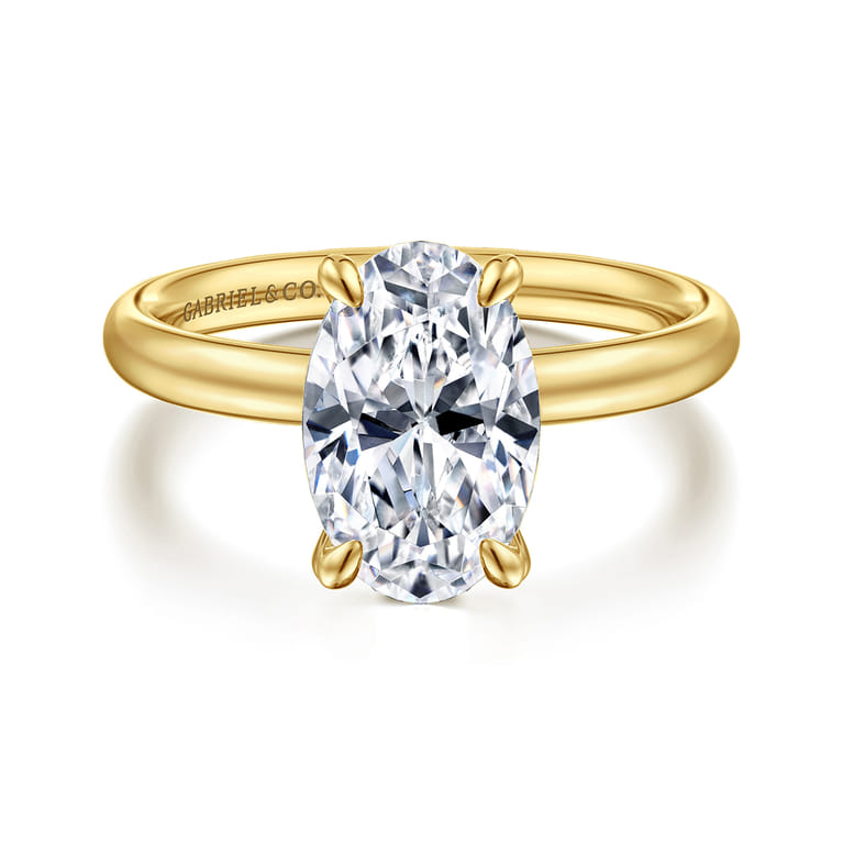 Unite - 14K Yellow Gold Oval Solitaire Diamond Engagement Ring - Shot 1