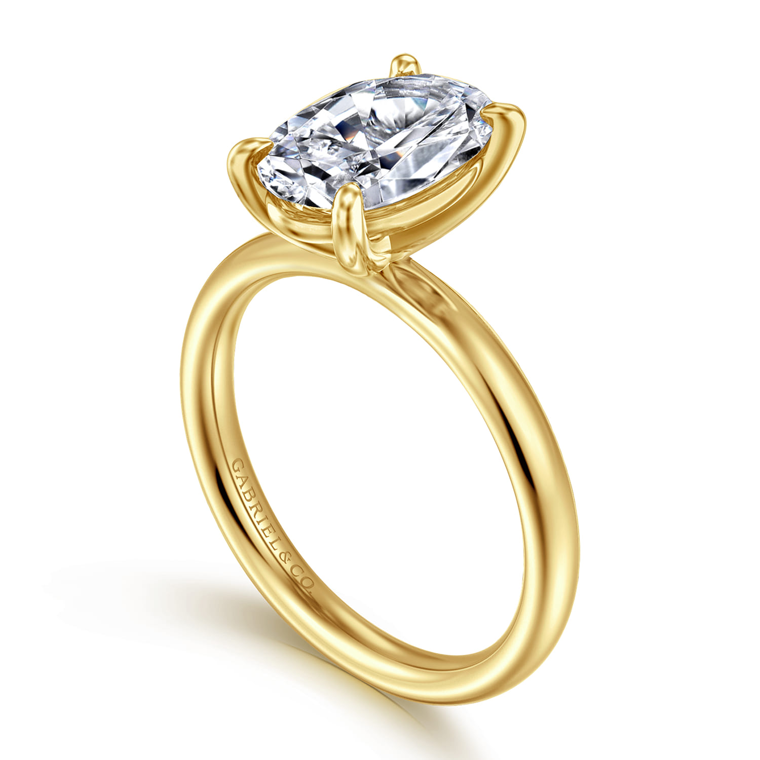 Unite - 14K Yellow Gold Oval Solitaire Diamond Engagement Ring - Shot 3