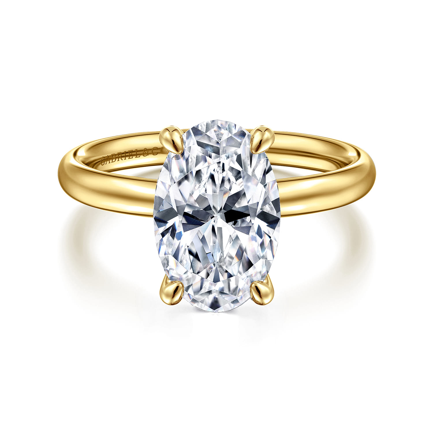 Unite - 14K Yellow Gold Oval Solitaire Diamond Engagement Ring - Shot 1
