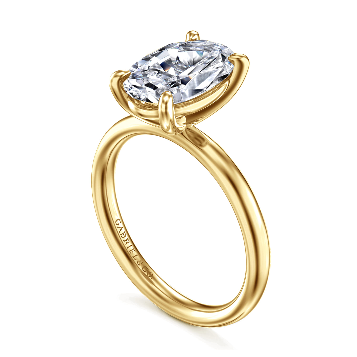 Unite - 14K Yellow Gold Oval Solitaire Diamond Engagement Ring - Shot 3