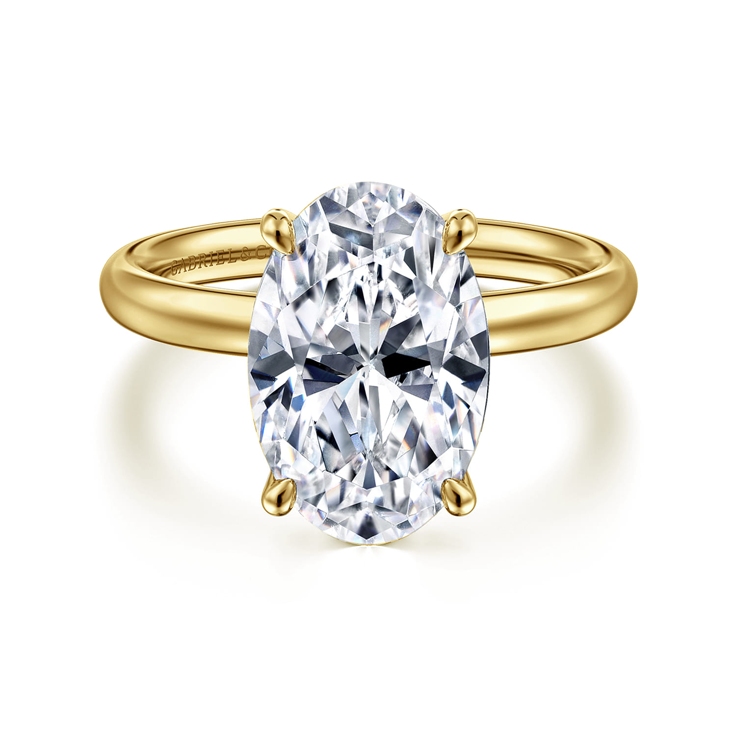Unite - 14K Yellow Gold Oval Solitaire Diamond Engagement Ring - Shot 1