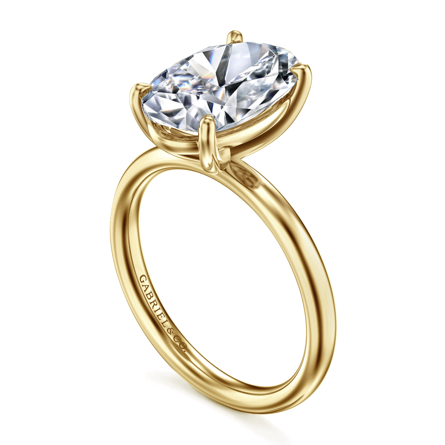 Unite - 14K Yellow Gold Oval Solitaire Diamond Engagement Ring - Shot 3