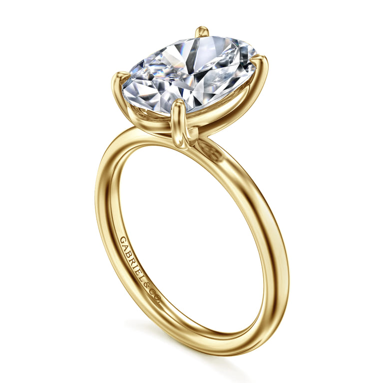 Unite - 14K Yellow Gold Oval Solitaire Diamond Engagement Ring - Shot 3