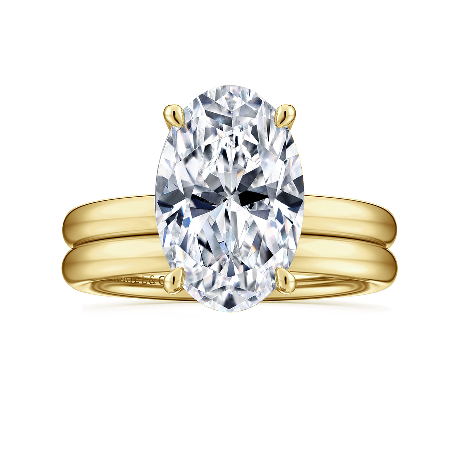 Unite - 14K Yellow Gold Oval Solitaire Diamond Engagement Ring - Shot 4