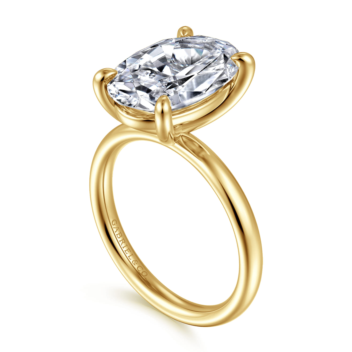 Unite - 14K Yellow Gold Oval Solitaire Diamond Engagement Ring - Shot 3