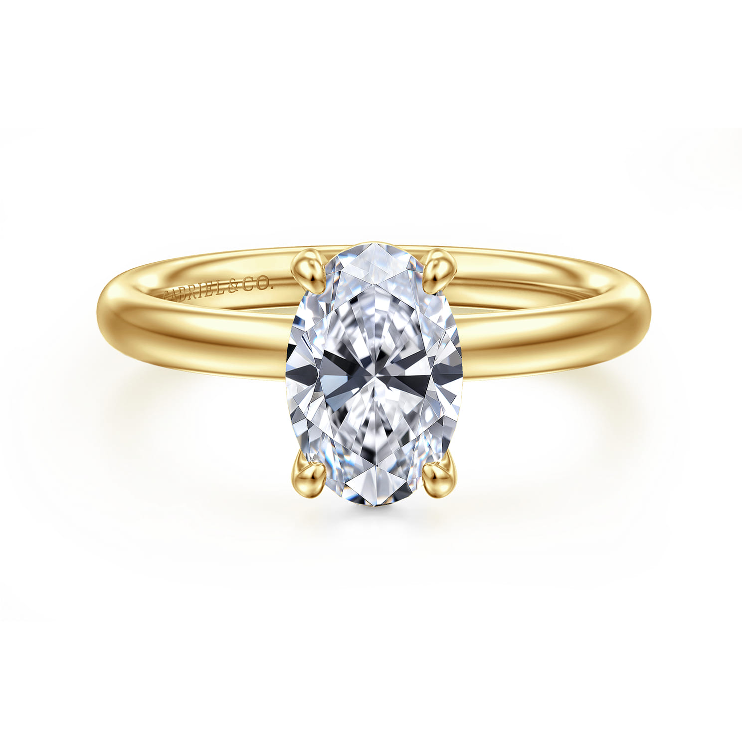 Unite - 14K Yellow Gold Oval Solitaire Diamond Engagement Ring - Shot 1