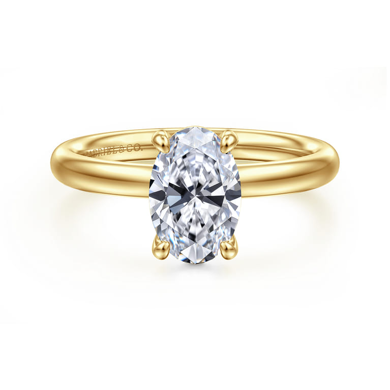Unite - 14K Yellow Gold Oval Solitaire Diamond Engagement Ring - Shot 1
