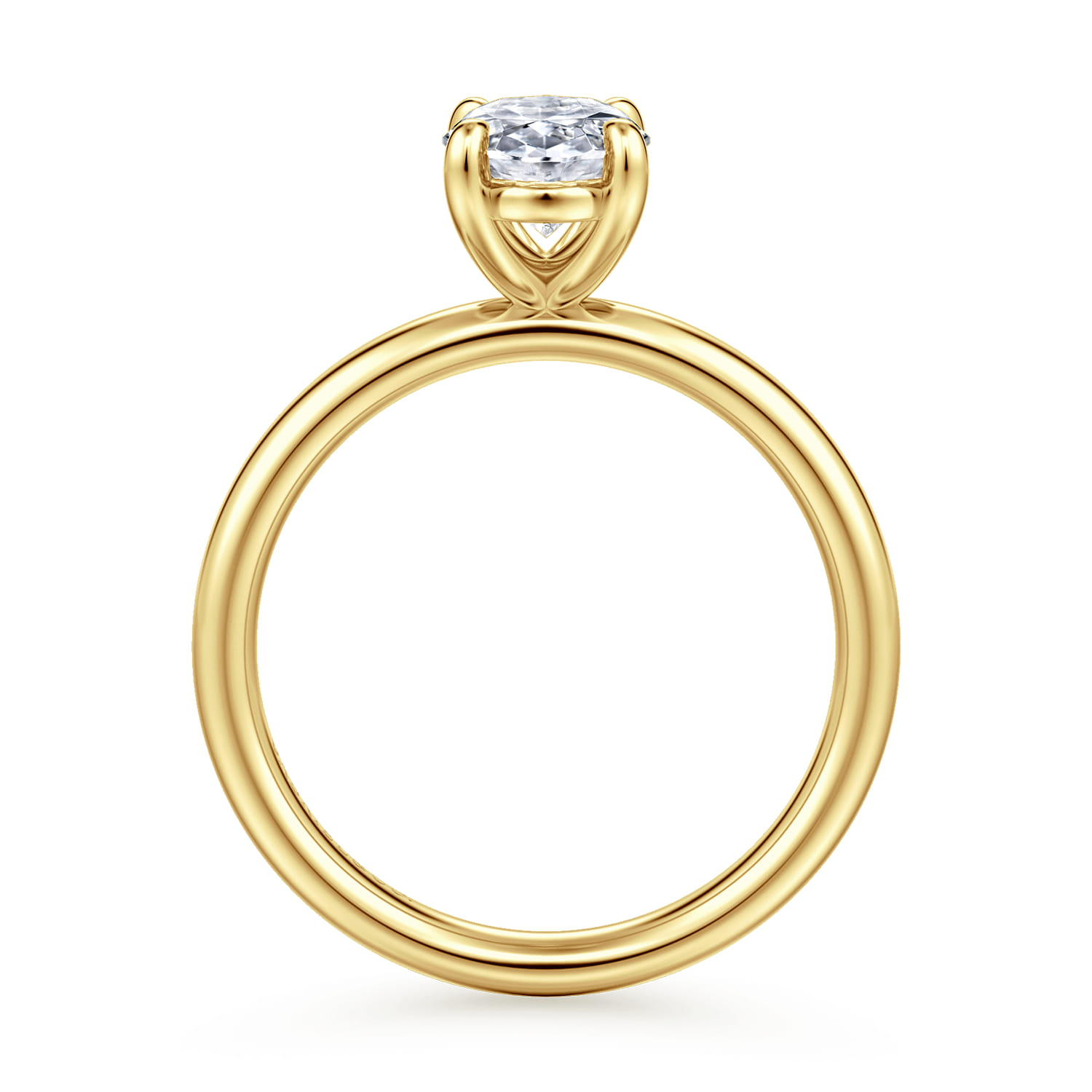Unite - 14K Yellow Gold Oval Solitaire Diamond Engagement Ring - Shot 2