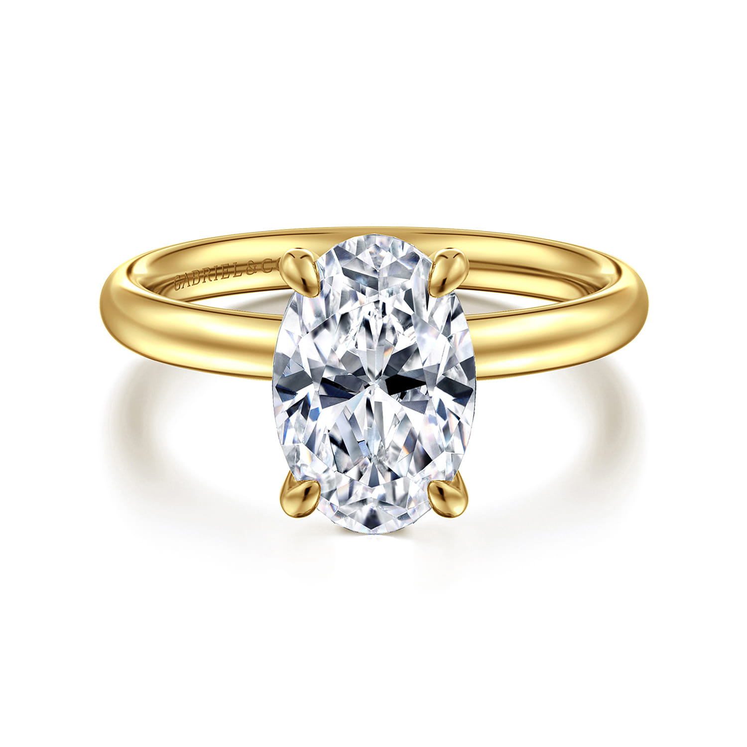 Unite - 14K Yellow Gold Oval Solitaire Diamond Engagement Ring - Shot 1