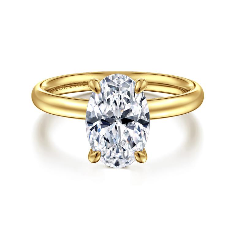 Unite - 14K Yellow Gold Oval Solitaire Diamond Engagement Ring - Shot 1