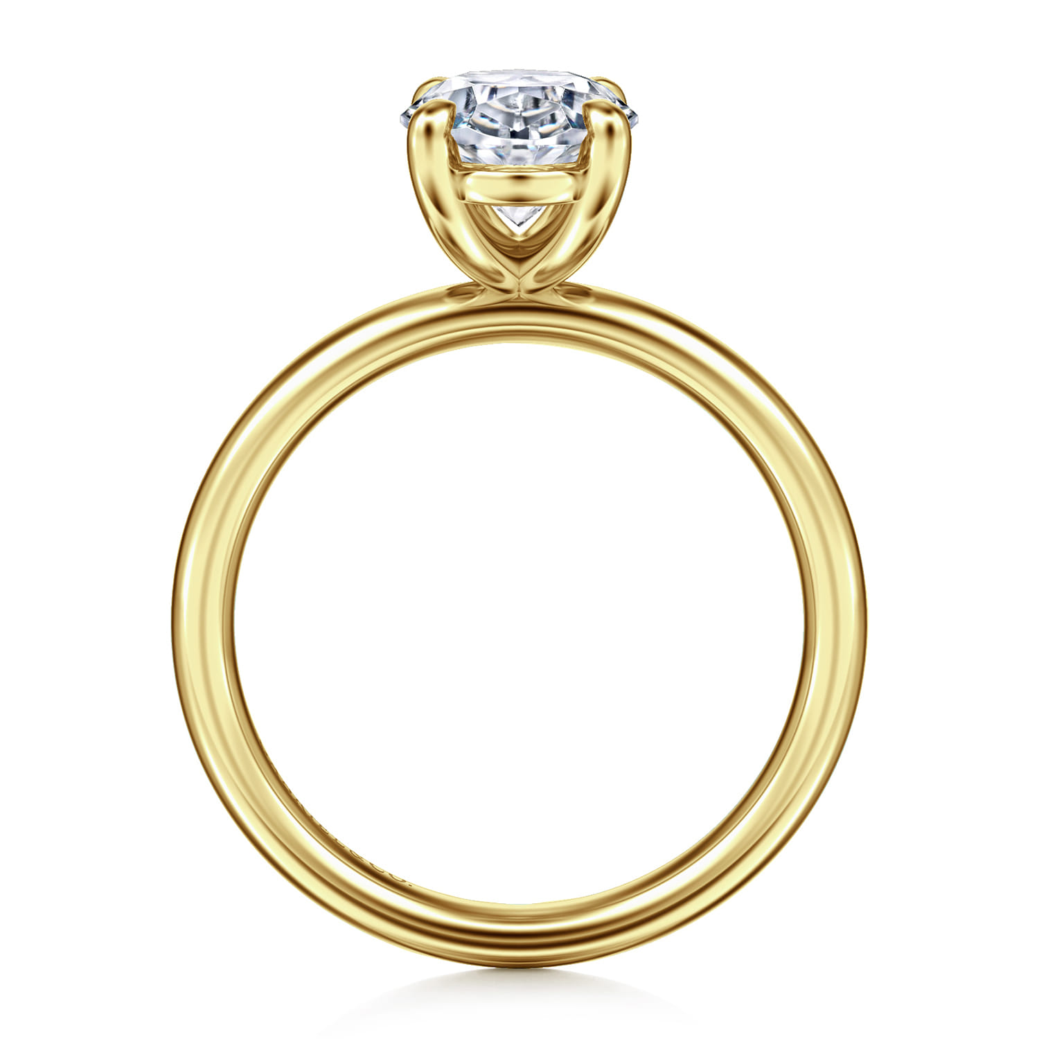 Unite - 14K Yellow Gold Oval Solitaire Diamond Engagement Ring - Shot 2