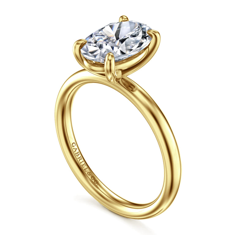 Unite - 14K Yellow Gold Oval Solitaire Diamond Engagement Ring - Shot 3