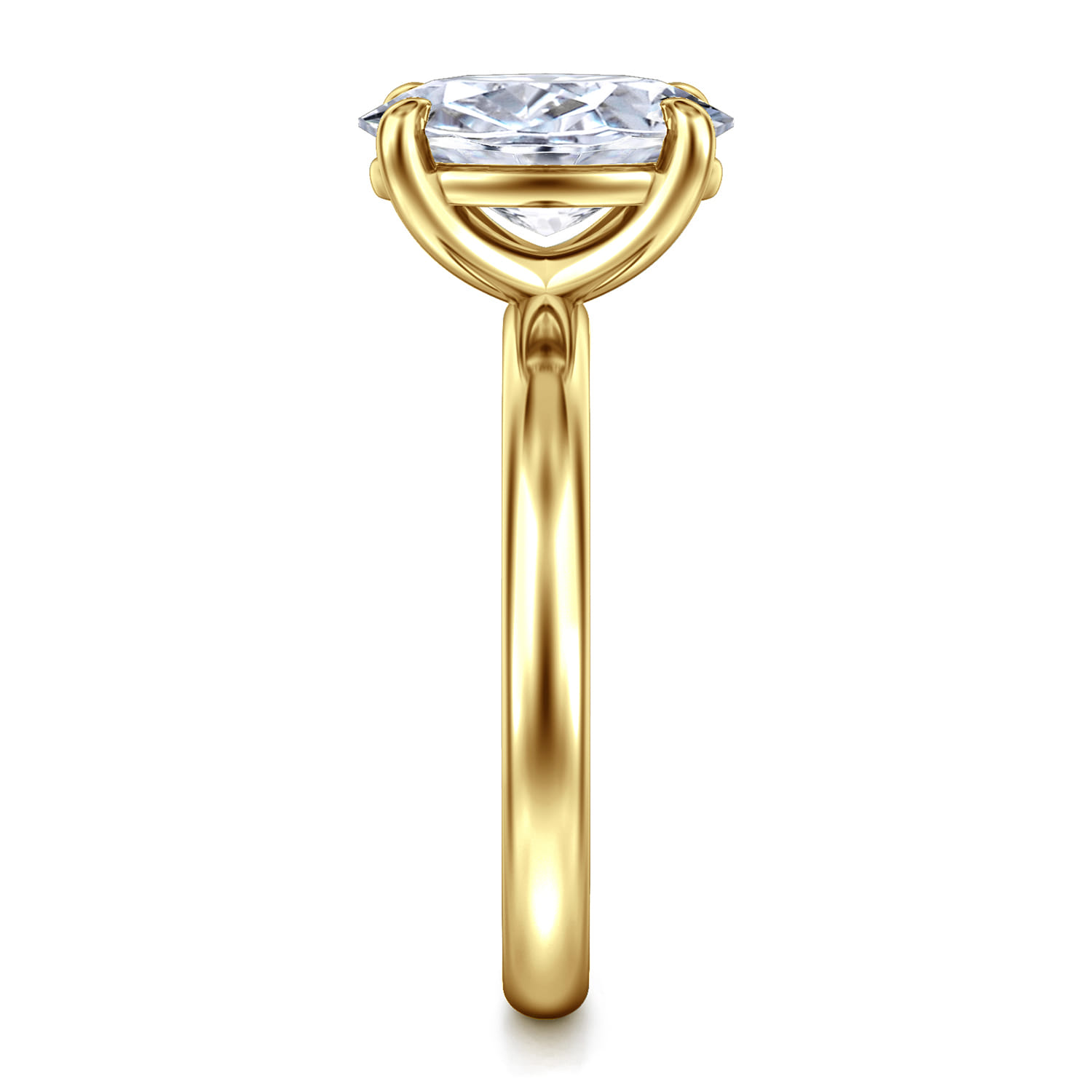 Unite - 14K Yellow Gold Oval Solitaire Diamond Engagement Ring - Shot 4