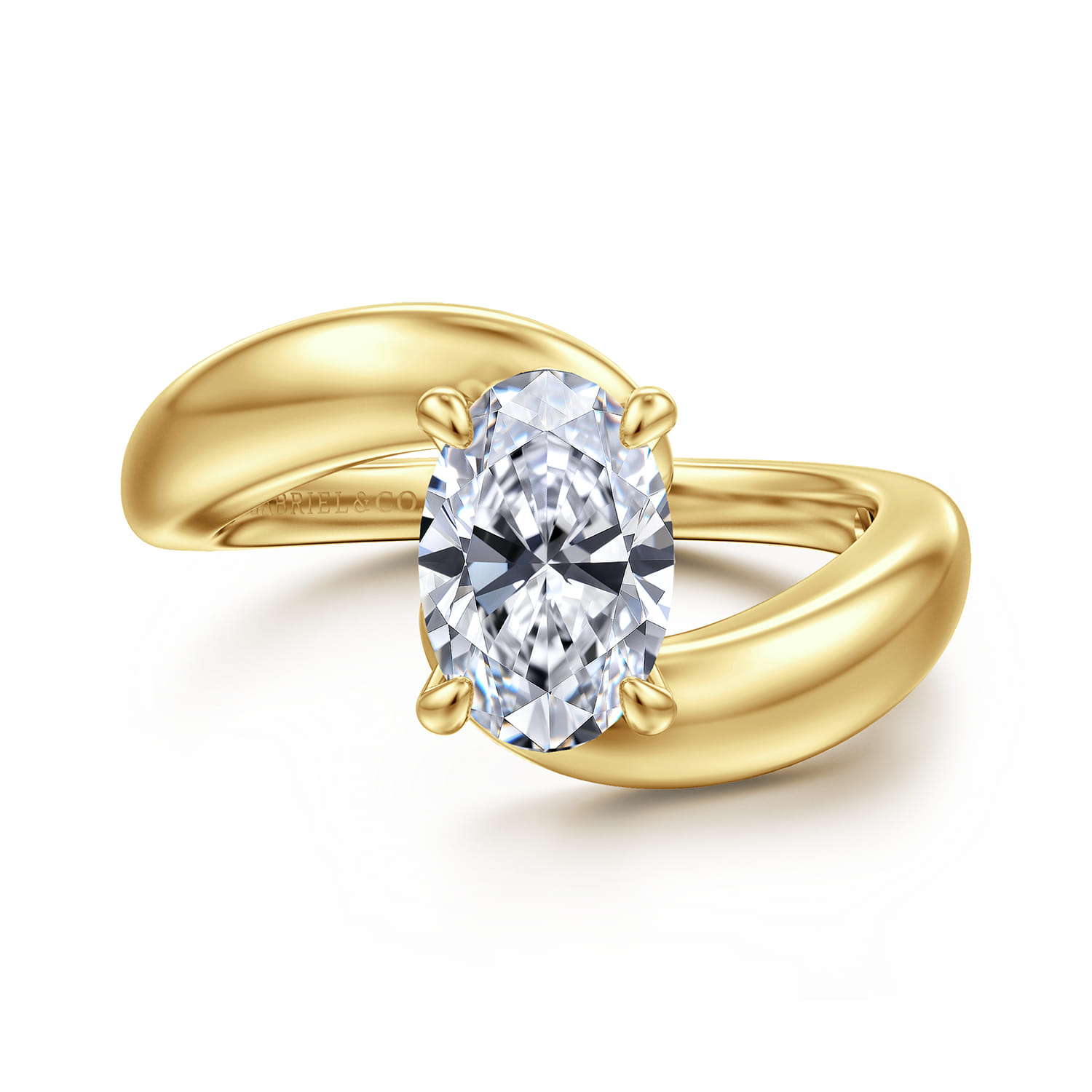 Bettie - 14K Yellow Gold Bypass Oval Diamond Engagement Ring - Shot 1