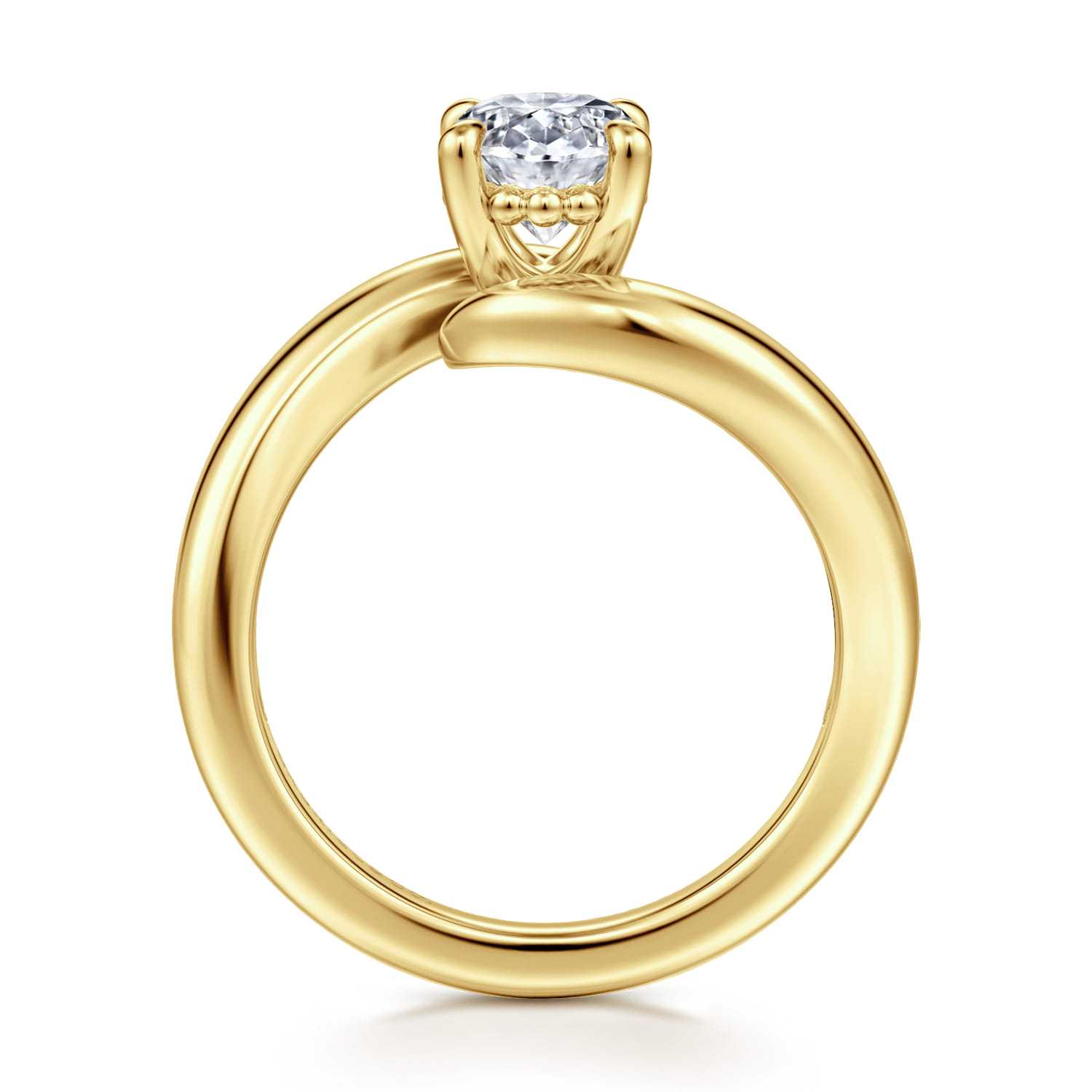 Bettie - 14K Yellow Gold Bypass Oval Diamond Engagement Ring - Shot 2