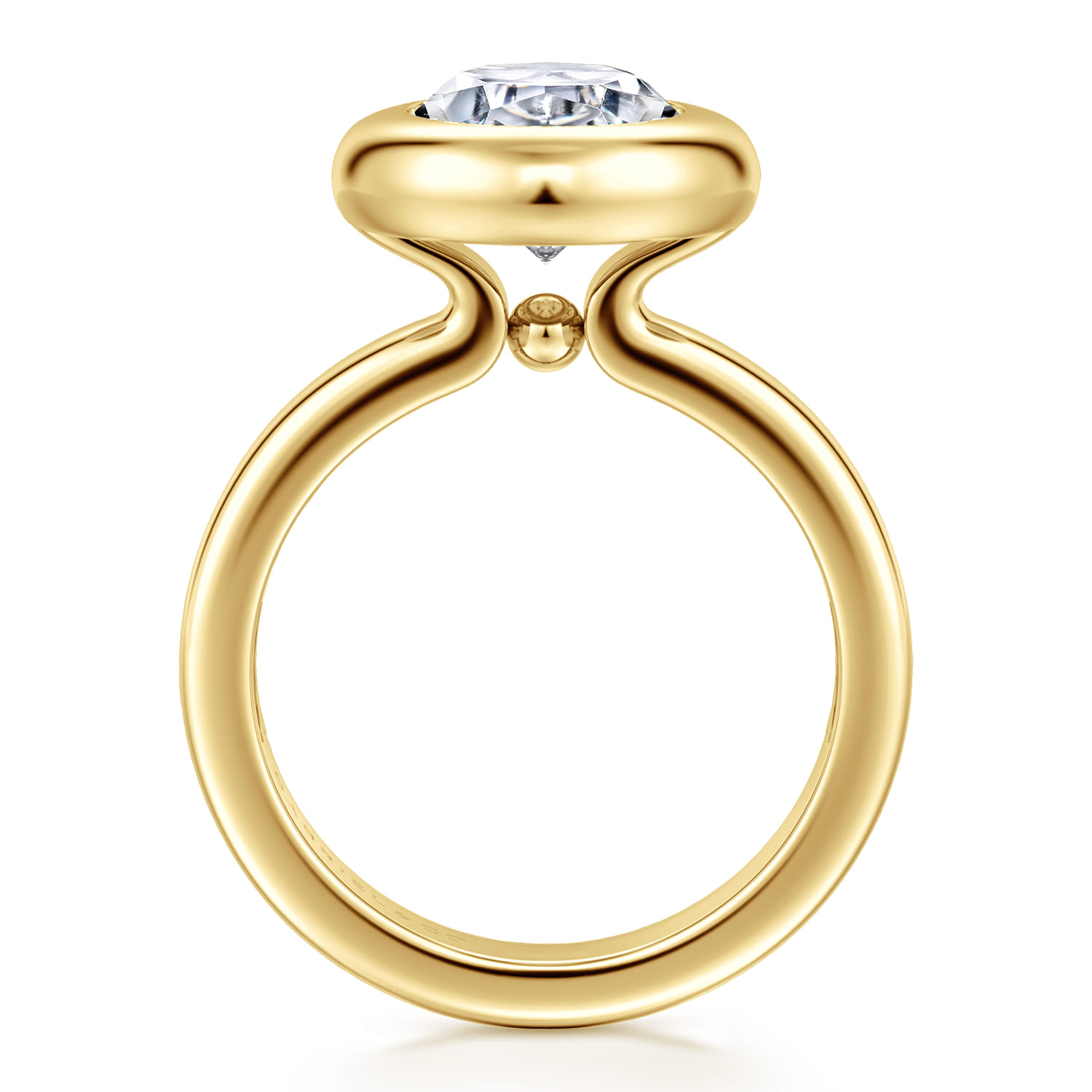 Pauline - 14K Yellow Gold Bezel Set Oval Diamond Engagement Ring - Shot 2