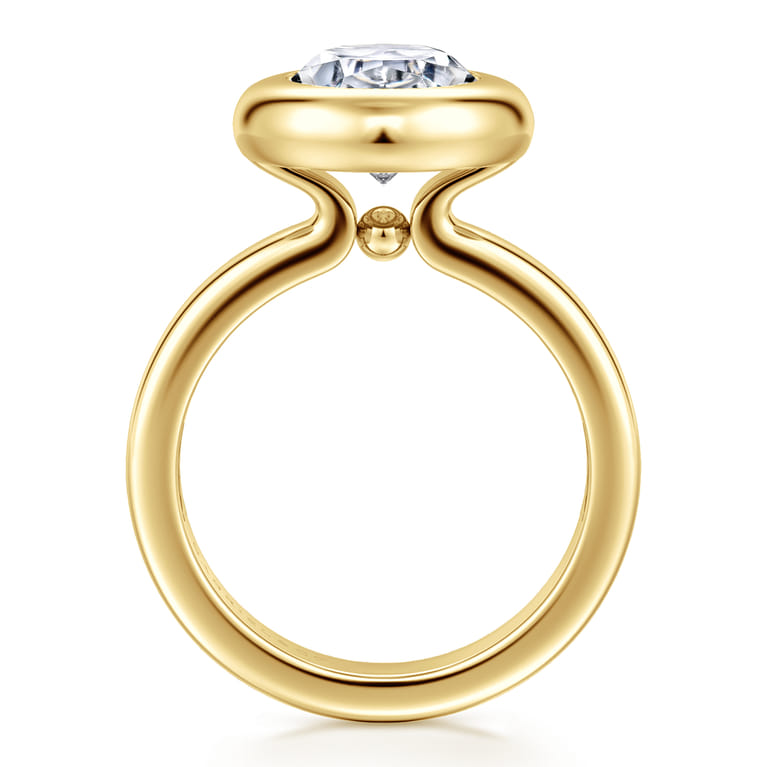Pauline - 14K Yellow Gold Bezel Set Oval Diamond Engagement Ring - Shot 2
