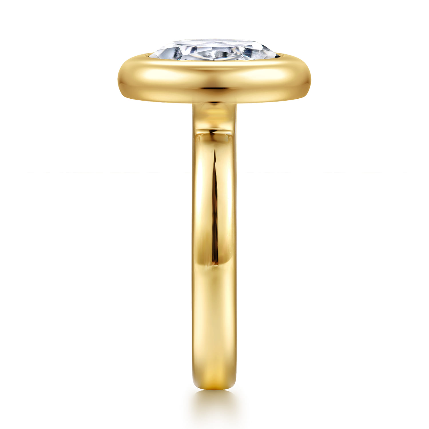 Pauline - 14K Yellow Gold Bezel Set Oval Diamond Engagement Ring - Shot 4