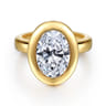 Pauline - 14K Yellow Gold Bezel Set Oval Diamond Engagement Ring