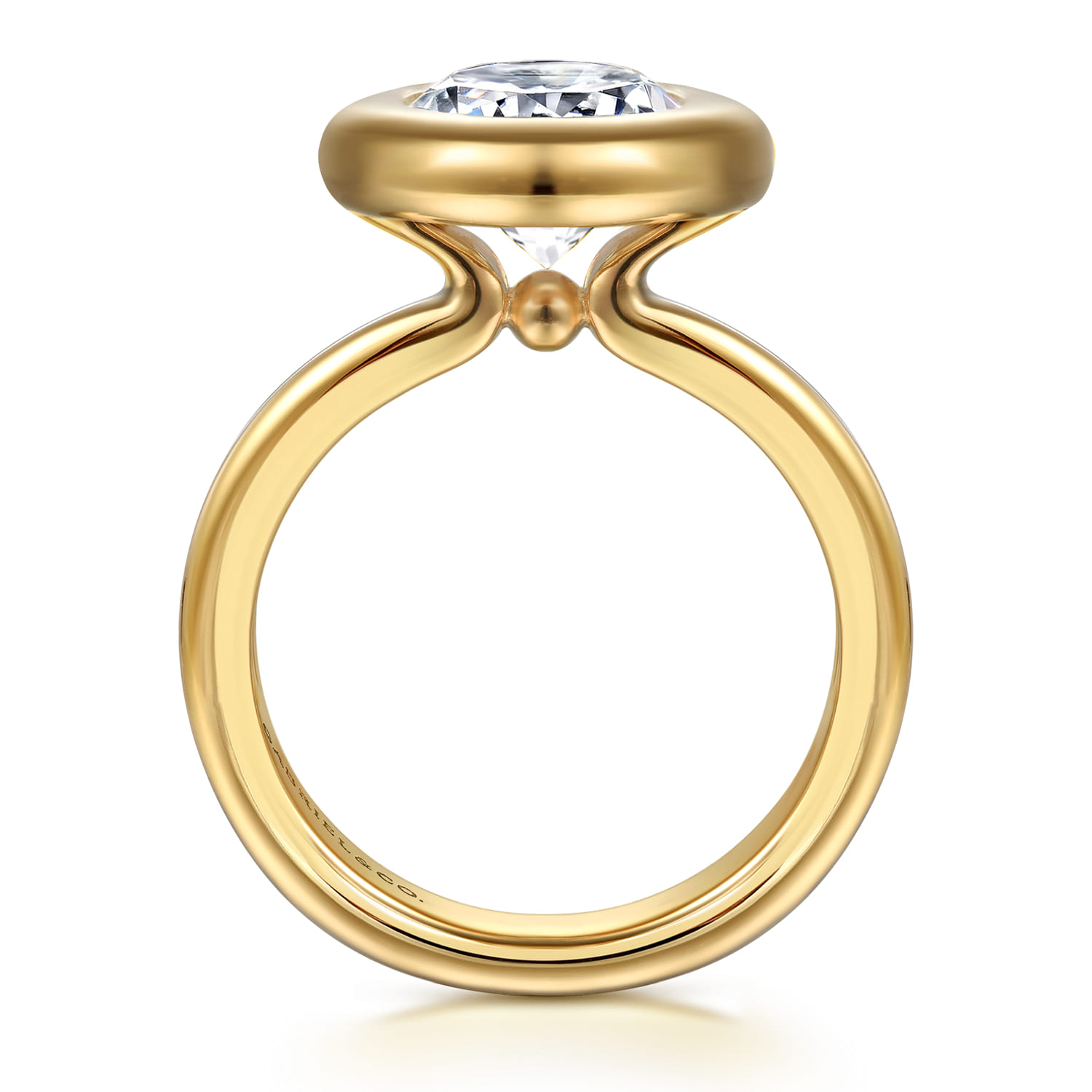 Pauline - 14K Yellow Gold Bezel Set Oval Diamond Engagement Ring - Shot 2