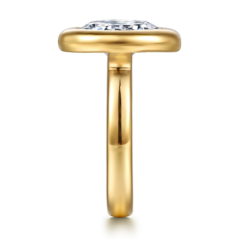 Pauline - 14K Yellow Gold Bezel Set Oval Diamond Engagement Ring - Shot 4