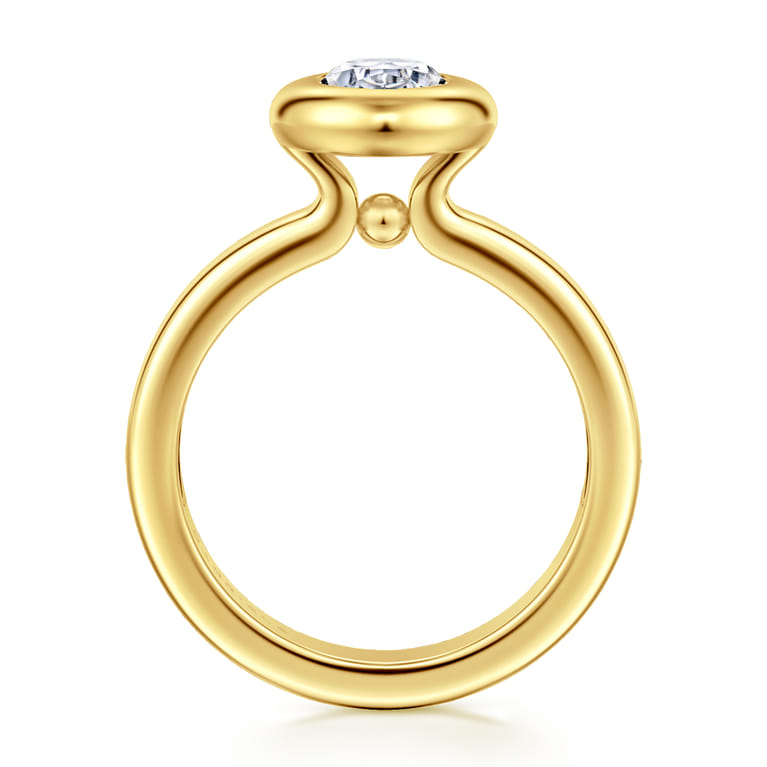 Pauline - 14K Yellow Gold Bezel Set Oval Diamond Engagement Ring - Shot 2