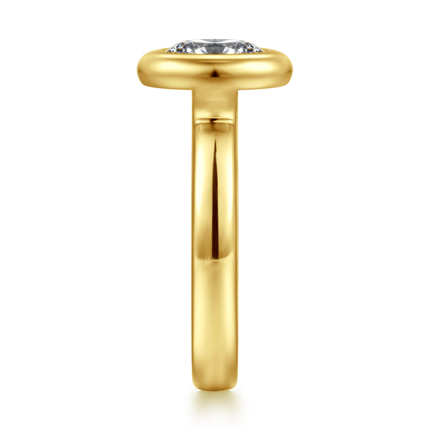 Pauline - 14K Yellow Gold Bezel Set Oval Diamond Engagement Ring - Shot 4