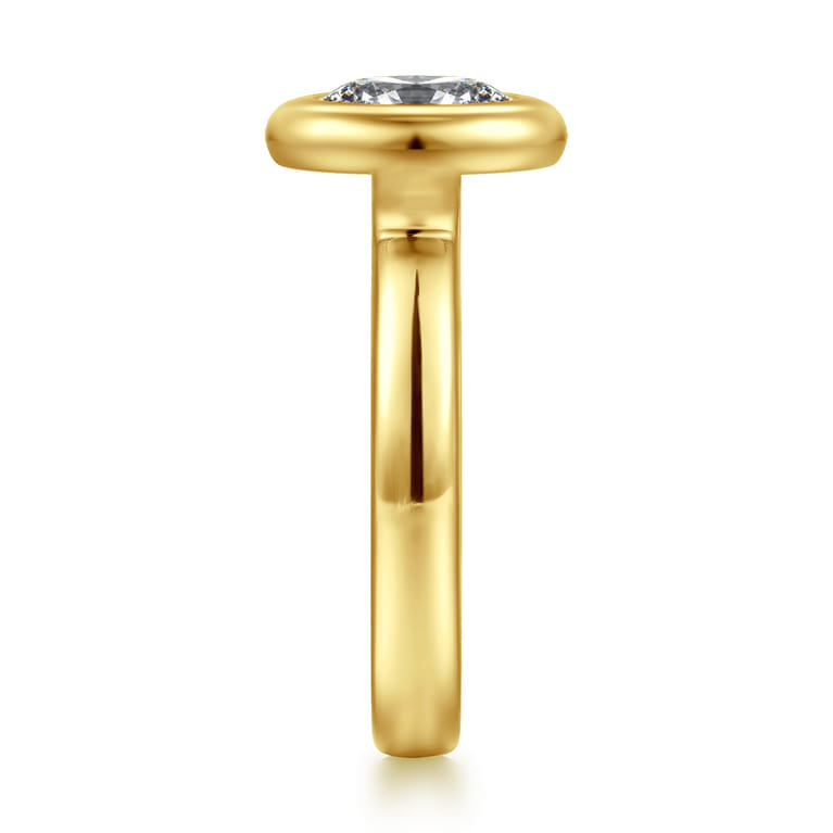 Pauline - 14K Yellow Gold Bezel Set Oval Diamond Engagement Ring - Shot 4