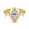 Pauline - 14K Yellow Gold Bezel Set Oval Diamond Engagement Ring