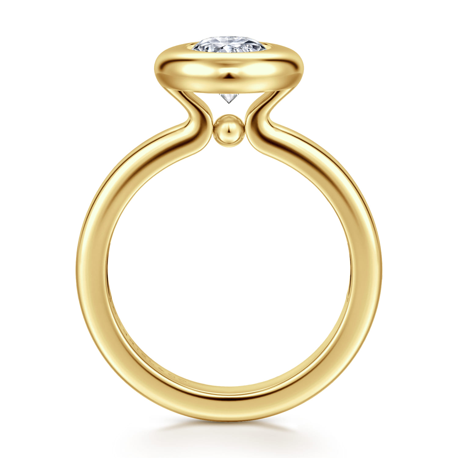 Pauline - 14K Yellow Gold Bezel Set Oval Diamond Engagement Ring - Shot 2