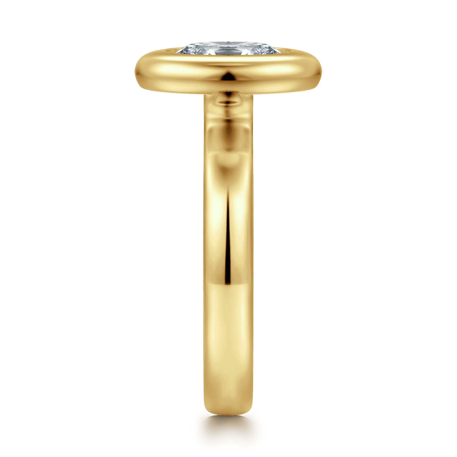 Pauline - 14K Yellow Gold Bezel Set Oval Diamond Engagement Ring - Shot 3