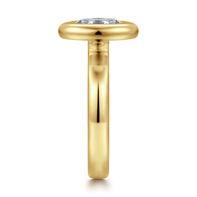 Pauline - 14K Yellow Gold Bezel Set Oval Diamond Engagement Ring - Shot 3