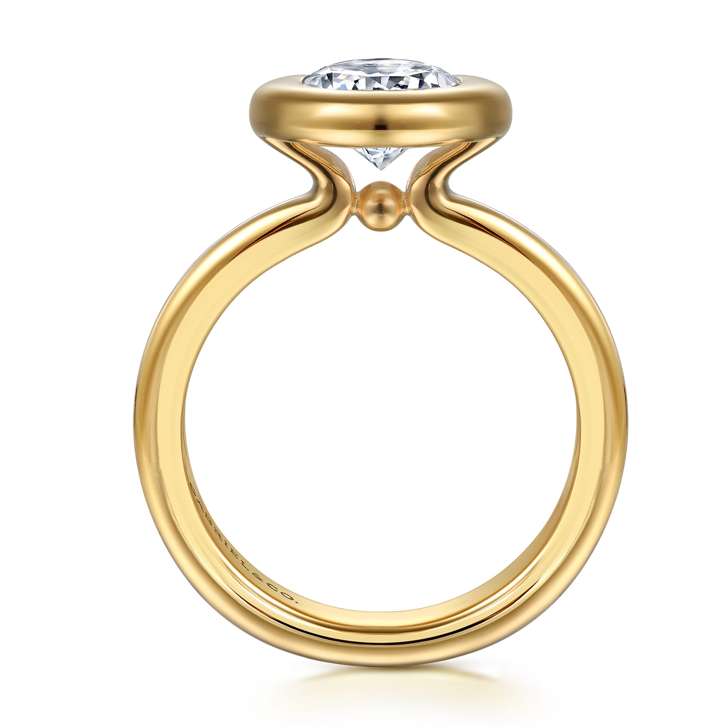 Pauline - 14K Yellow Gold Bezel Set Oval Diamond Engagement Ring - Shot 2