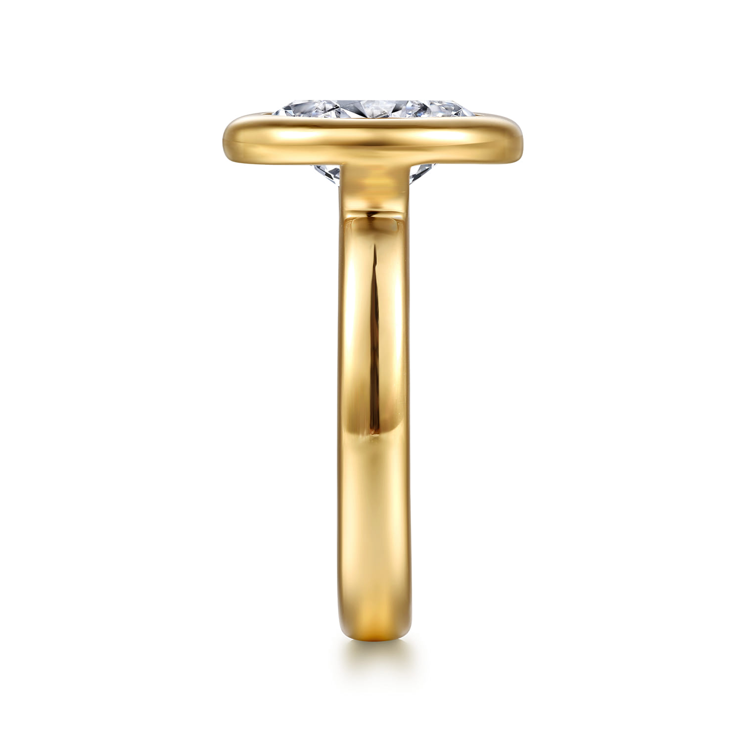 Pauline - 14K Yellow Gold Bezel Set Oval Diamond Engagement Ring - Shot 5