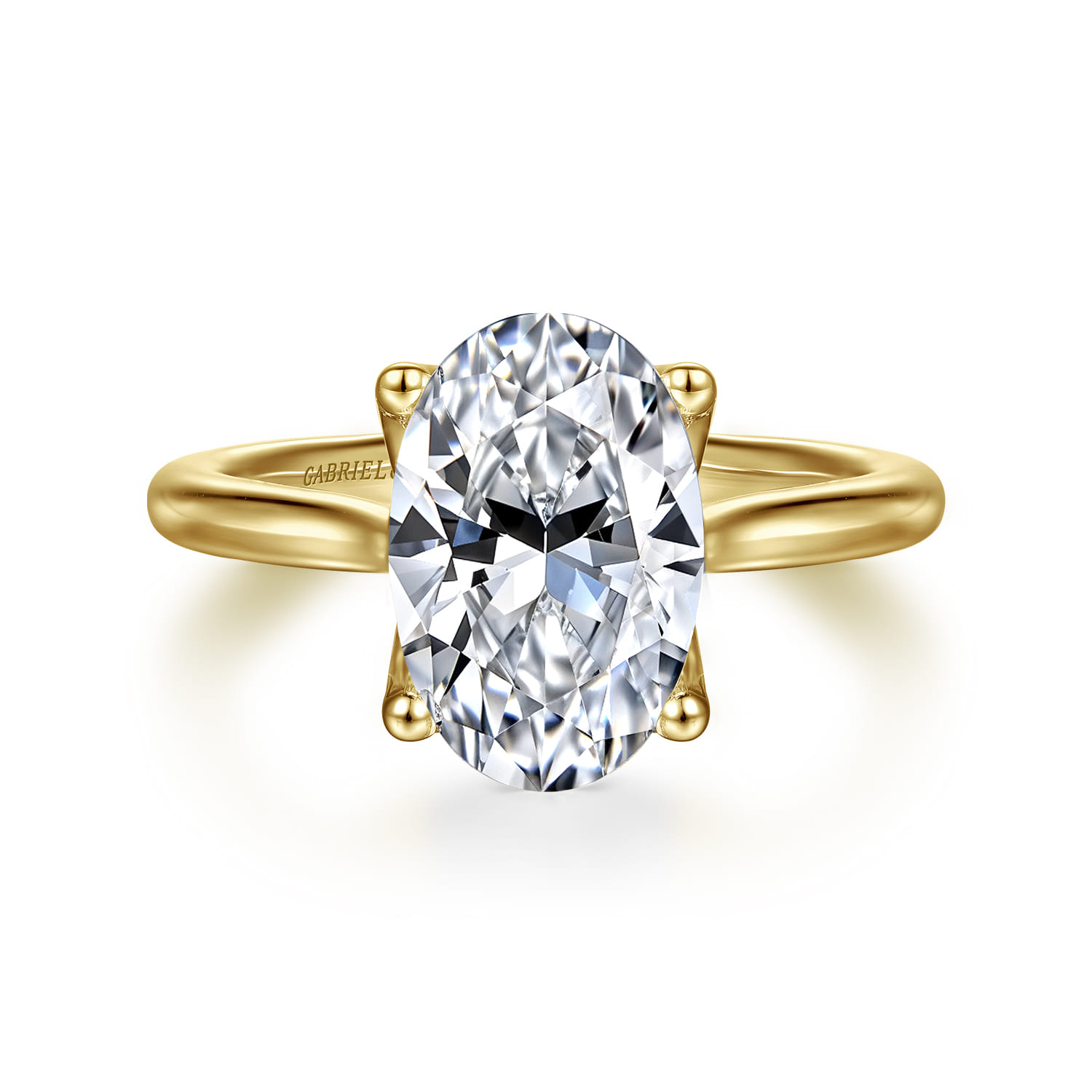 Nola - 14K Yellow Gold Oval Lotus Diamond Engagement Ring - Shot 1