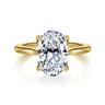 Nola - 14K Yellow Gold Oval Lotus Diamond Engagement Ring