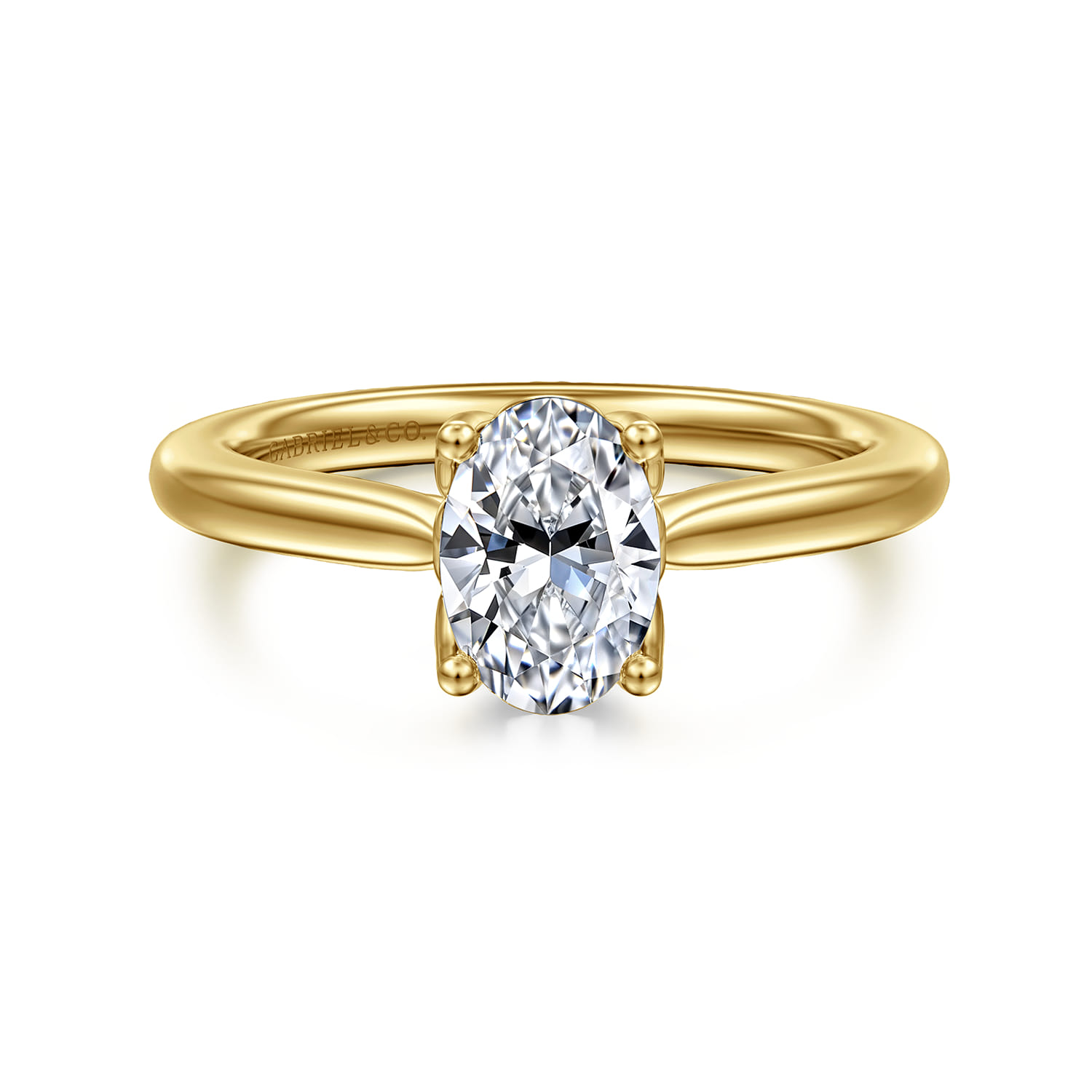 Nola - 14K Yellow Gold Oval Lotus Diamond Engagement Ring - Shot 1