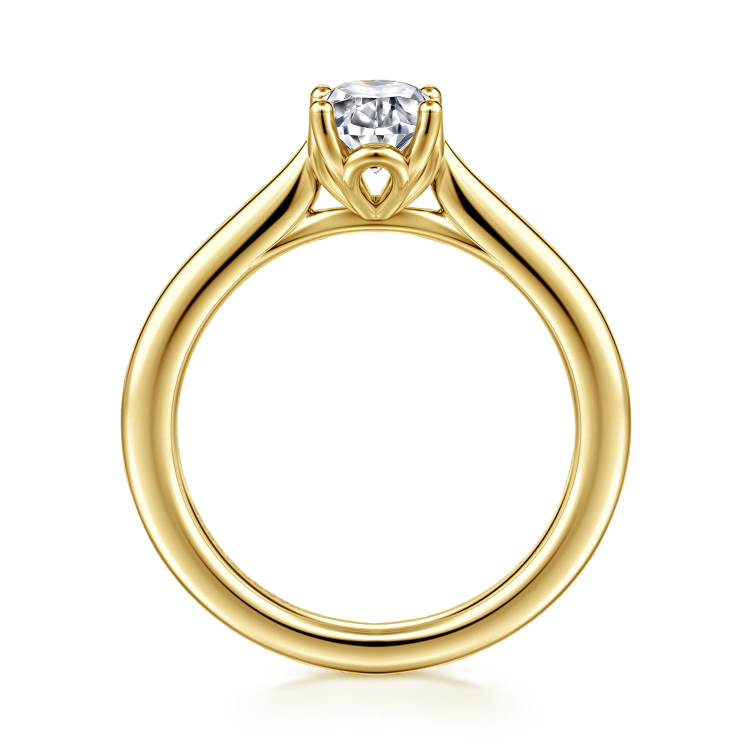 Nola - 14K Yellow Gold Oval Lotus Diamond Engagement Ring - Shot 2