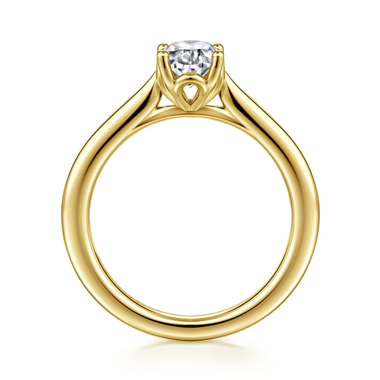 Nola - 14K Yellow Gold Oval Lotus Diamond Engagement Ring - Shot 2