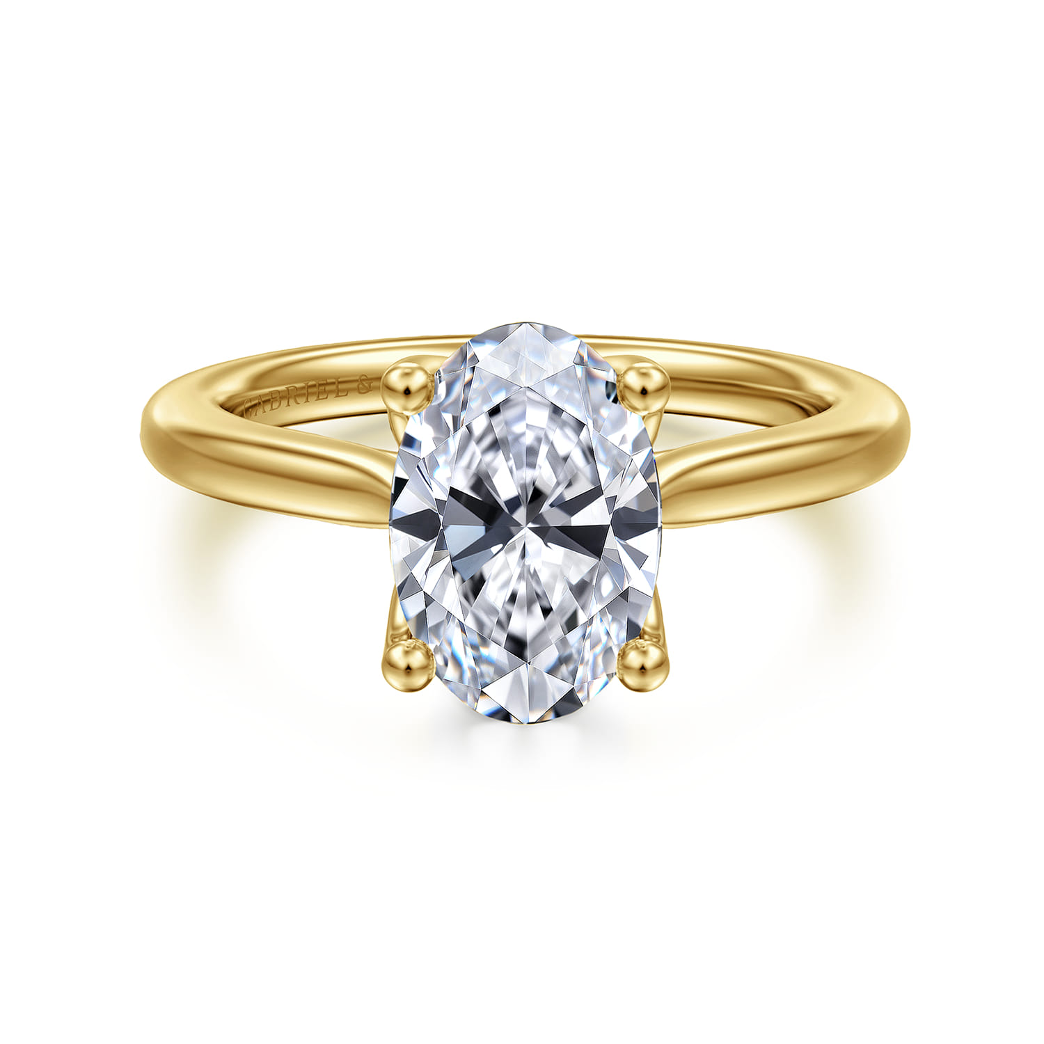 Nola - 14K Yellow Gold Oval Lotus Diamond Engagement Ring - Shot 1