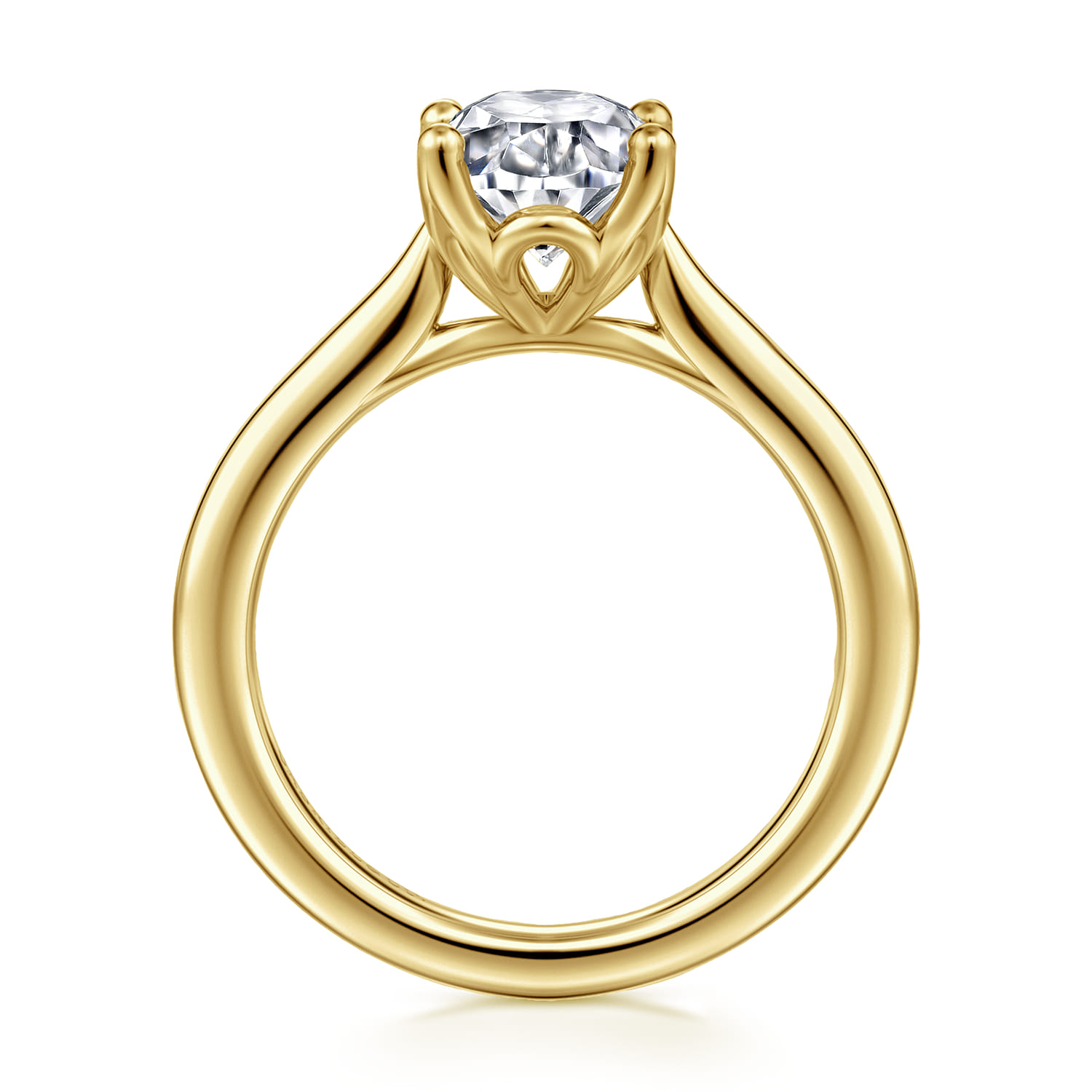 Nola - 14K Yellow Gold Oval Lotus Diamond Engagement Ring - Shot 2