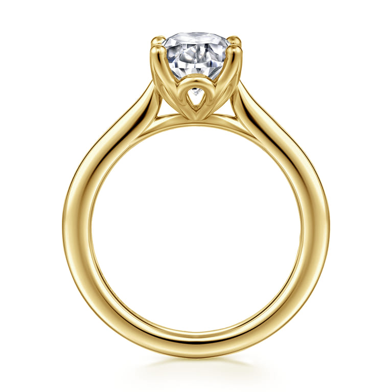 Nola - 14K Yellow Gold Oval Lotus Diamond Engagement Ring - Shot 2