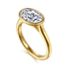 Irene - 14K Yellow Gold East West Bezel Set Oval Diamond Engagement Ring