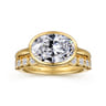 Irene - 14K Yellow Gold East West Bezel Set Oval Diamond Engagement Ring