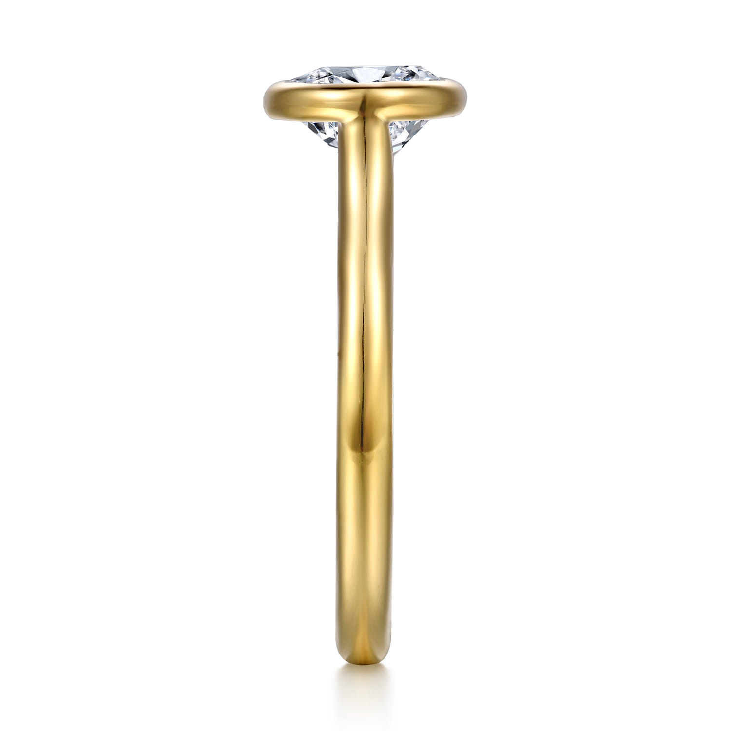 Irene - 14K Yellow Gold East West Bezel Set Oval Diamond Engagement Ring - Shot 5