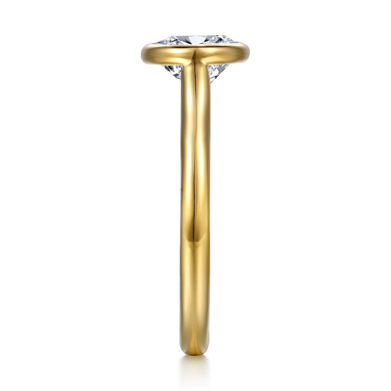 Irene - 14K Yellow Gold East West Bezel Set Oval Diamond Engagement Ring - Shot 5